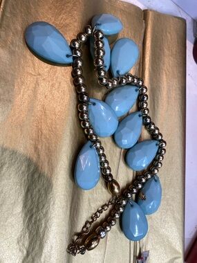 Blue Teardrop Statement Necklace - Unbranded